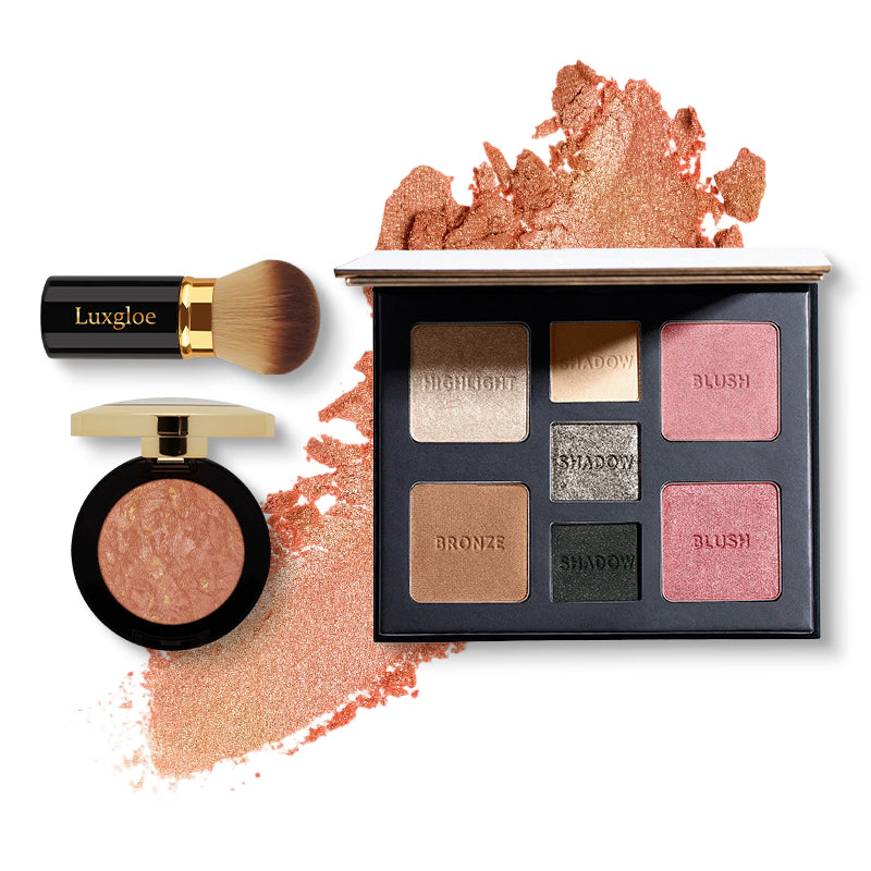 Flawless Finish Makeup Trio – Multi-Use Palette, Baked Blush & Pro Brush