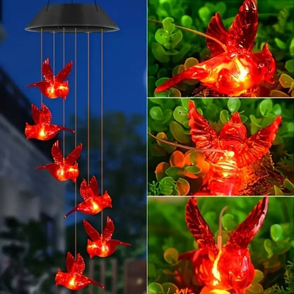 Solar-Powered Cardinal Bird Bell Lights for Garden & Patio-2
