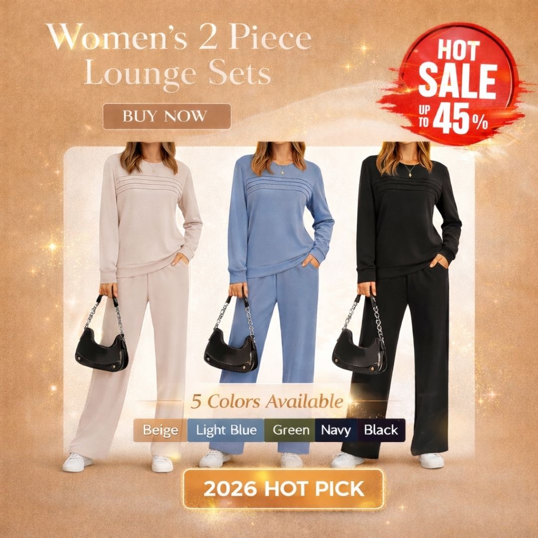 🔥 2026 Hot Trend – LAST DAY 49% OFF ✨Women’s Crew Neck Lounge Set - Soft Cotton Top & Drawstring Pants
