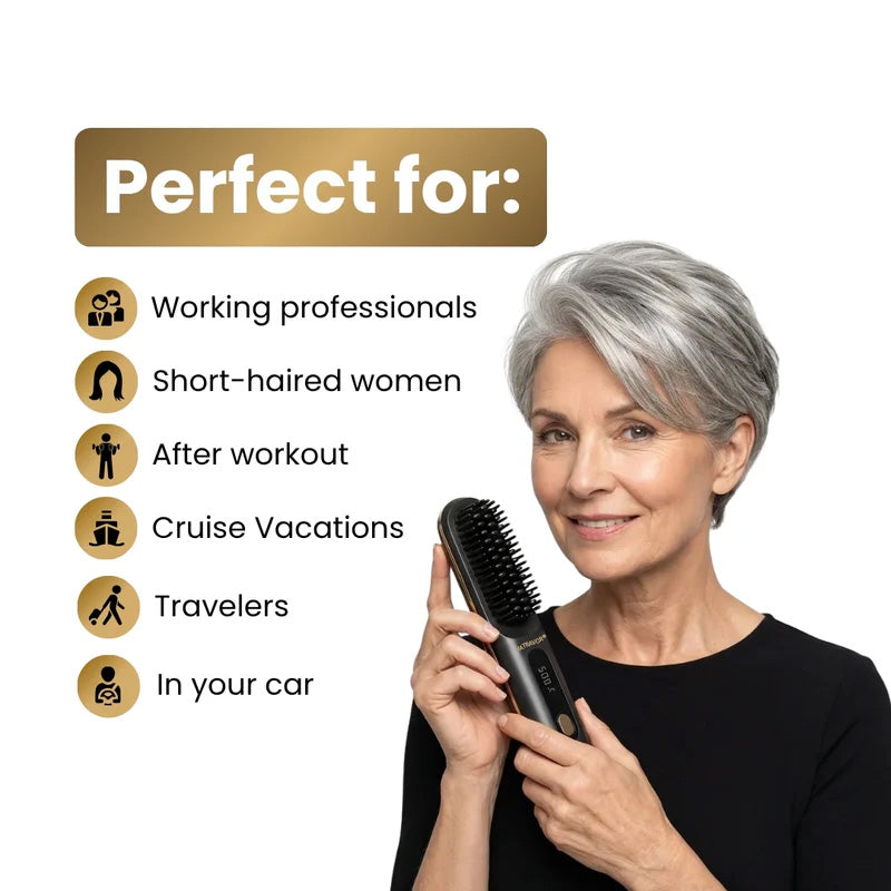🏆 The Short Hair Specialist! The first smart styling comb designed specif  💖(Type-C charging design)