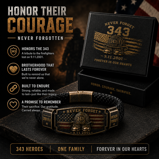 Never Forget 343 Firefighter Memorial Bracelet – Honor. Courage. Sacrifice.