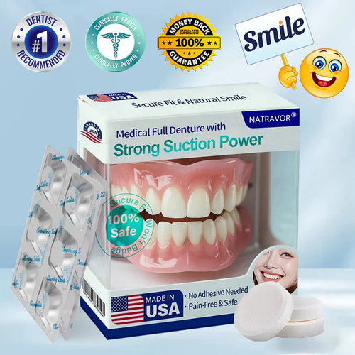 Strong Suction Full Denture – Medical Grade, Made & Shipped in the USA✅