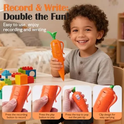 🐰 Cute Carrot Voice Recorder Pen: 60-Second Audio Playback Easter Basket Stuffer 🥕