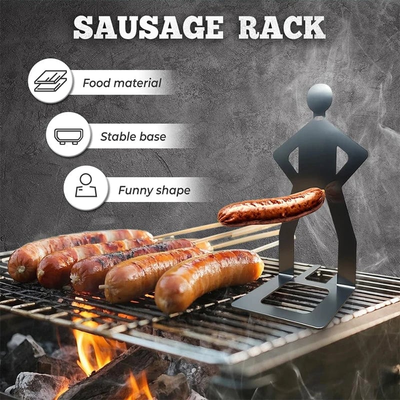 🍖🍖Outdoor prankster Stainless Steel BBQ Sausage Holder