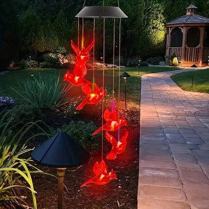 Solar-Powered Cardinal Bird Bell Lights for Garden & Patio-2