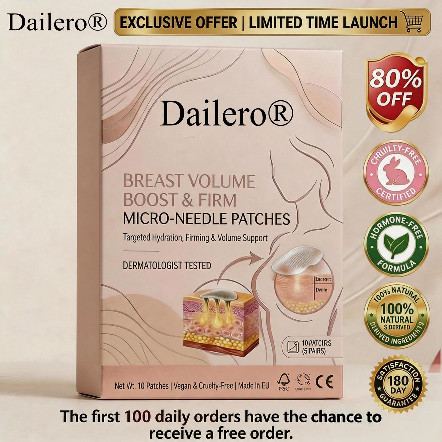 🔥Limited-time 60% sale--Dailero® Targeted Breast Enhancement Advanced Nano-Microneedle Patches