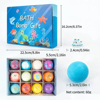 12-Pack Kids Bath Bombs with Surprise Spring Toys Inside - Easter Basket Stuffers for Boys & Girls - Skin-Soothing Bath Fizzies Gift Set (Ages 3+)