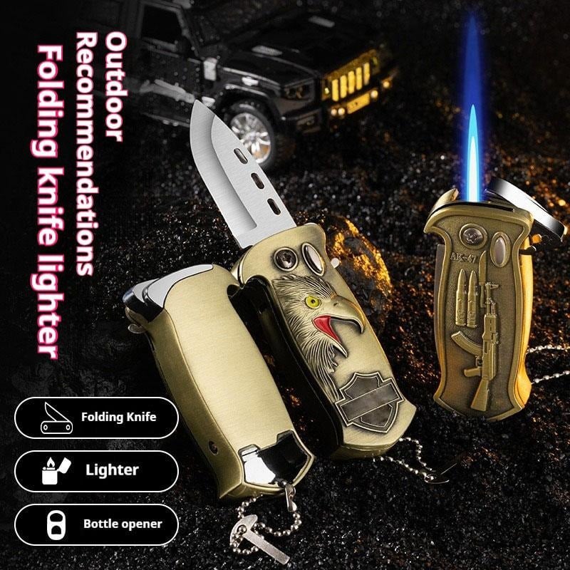 🔥 Outdoor Use 3-in-1 Lighter — Windproof • Knife • Bottle Opener