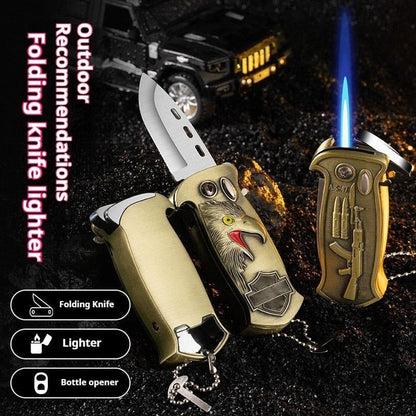 🔥 Outdoor Use 3-in-1 Lighter — Windproof • Knife • Bottle Opener