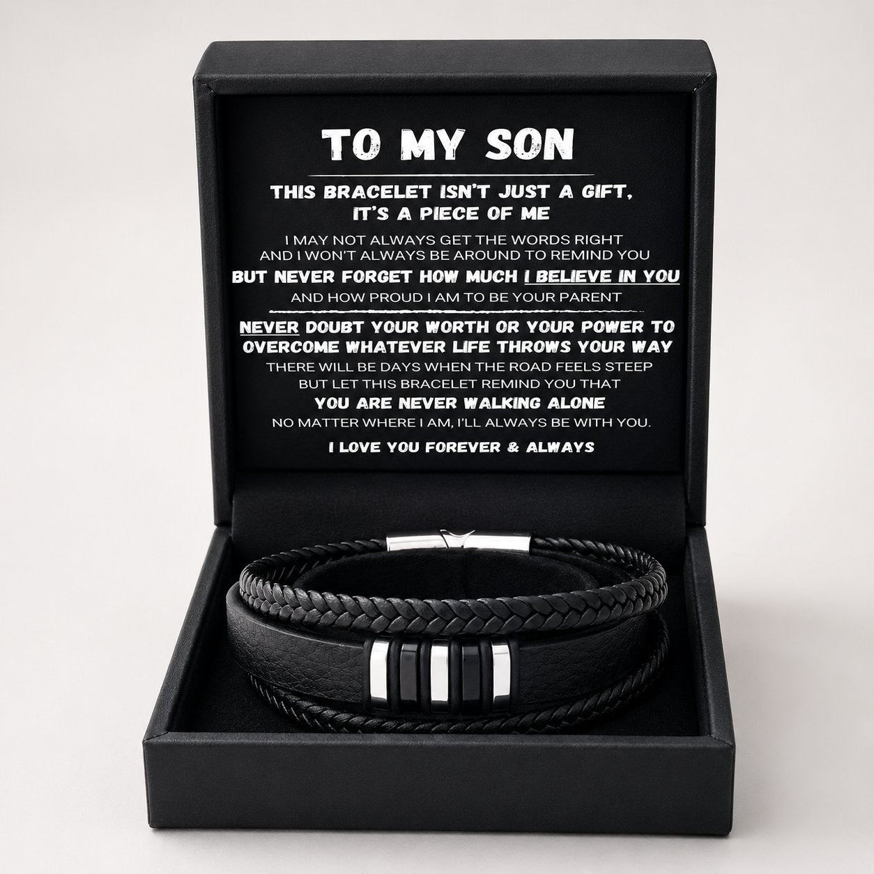 🔥LAST DAY 49% OFF - 🖤To My Son — Never Walk Alone Braided Bracelet Set
