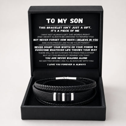 🔥LAST DAY 49% OFF - 🖤To My Son — Never Walk Alone Braided Bracelet Set