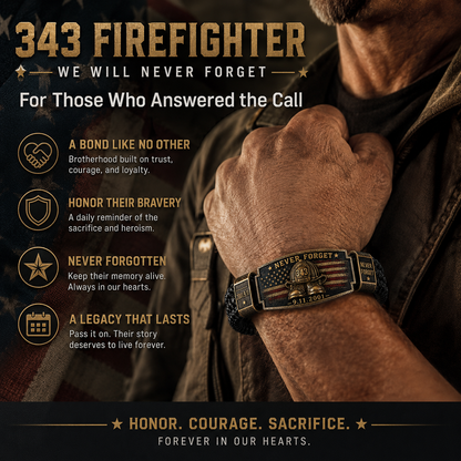 Never Forget 343 Firefighter Memorial Bracelet – Honor. Courage. Sacrifice.