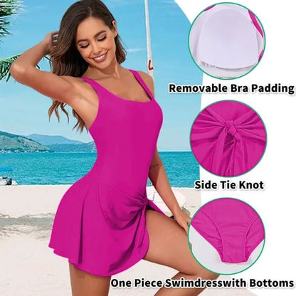 ✨This Week's Special Price - 👗Women's Tummy Control Slim Fit Plus Size One Piece Swimsuit With Skirt