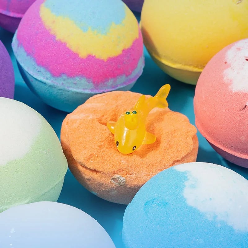 12-Pack Kids Bath Bombs with Surprise Spring Toys Inside - Easter Basket Stuffers for Boys & Girls - Skin-Soothing Bath Fizzies Gift Set (Ages 3+)