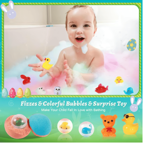 🔥LAST DAY 49% OFF - 🛁 Natural Bath Bombs for Kids with Mega Bubbles & Surprise Inside 🥚✨ Same as in the video