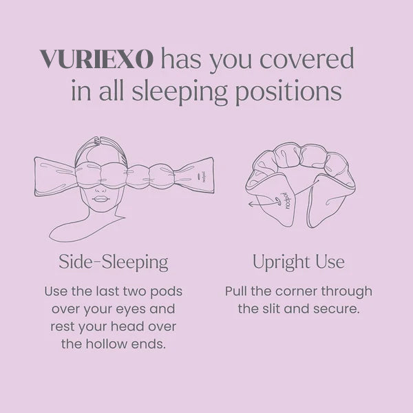 Vuriexo Sleep Mask - The Weighted Blanket For Your Eyes, Calming Eyemask for Deep Sleep, Side-Sleeping Friendly, 100% Blackout, Patented Strap-Free Design