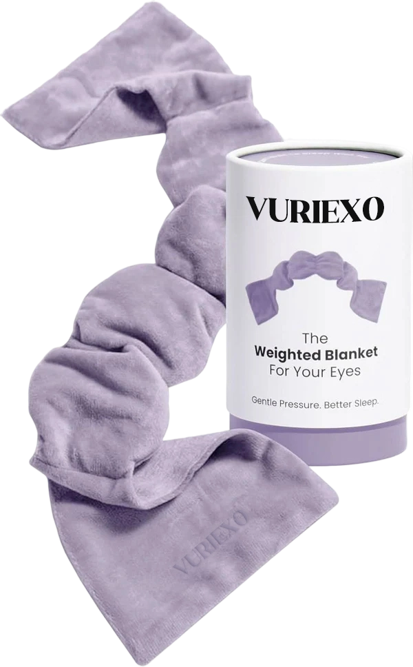 Vuriexo Sleep Mask - The Weighted Blanket For Your Eyes, Calming Eyemask for Deep Sleep, Side-Sleeping Friendly, 100% Blackout, Patented Strap-Free Design