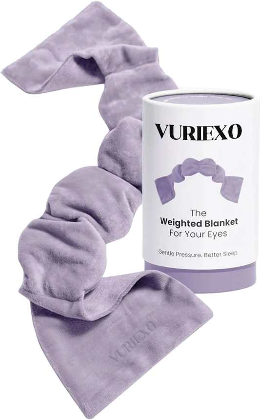 Vuriexo Sleep Mask - The Weighted Blanket For Your Eyes, Calming Eyemask for Deep Sleep, Side-Sleeping Friendly, 100% Blackout, Patented Strap-Free Design