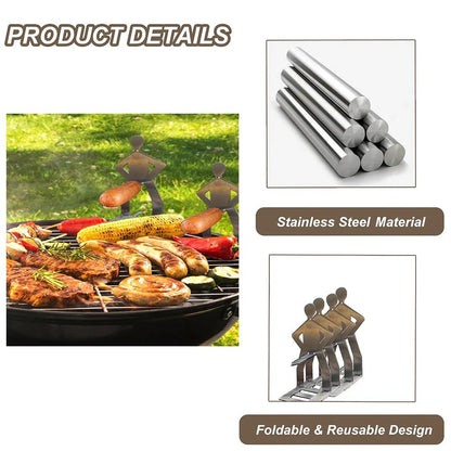 🍖🍖Outdoor prankster Stainless Steel BBQ Sausage Holder