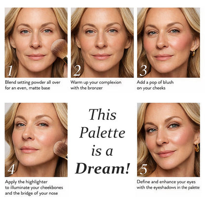 Flawless Finish Makeup Trio – Multi-Use Palette, Baked Blush & Pro Brush