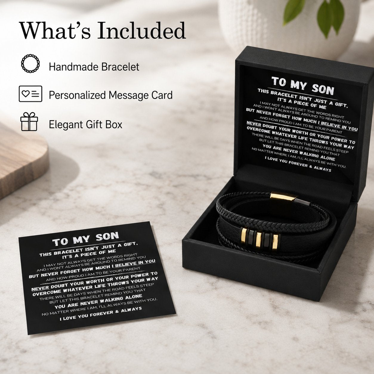 🔥LAST DAY 49% OFF - 🖤To My Son — Never Walk Alone Braided Bracelet Set