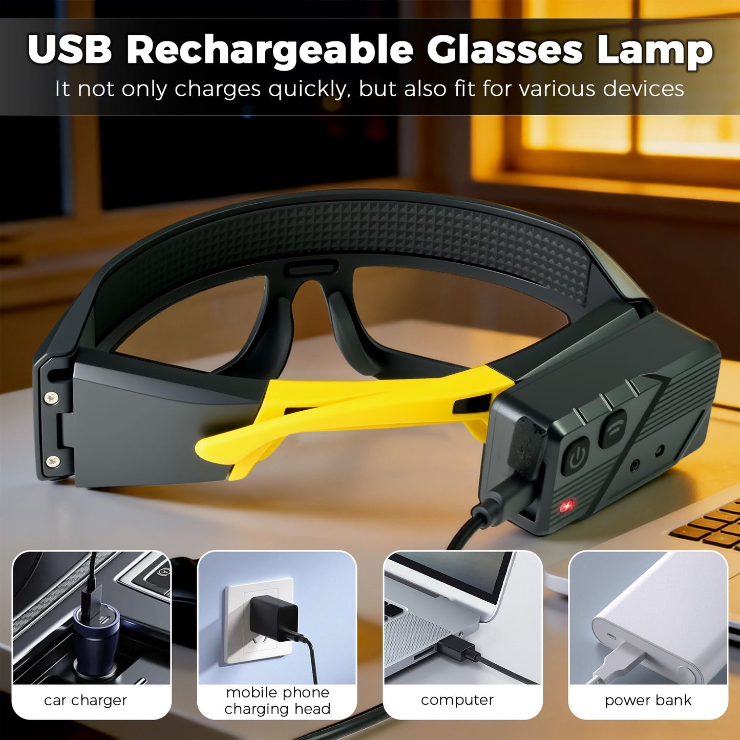 LED Rechargeable Headlight Glasses