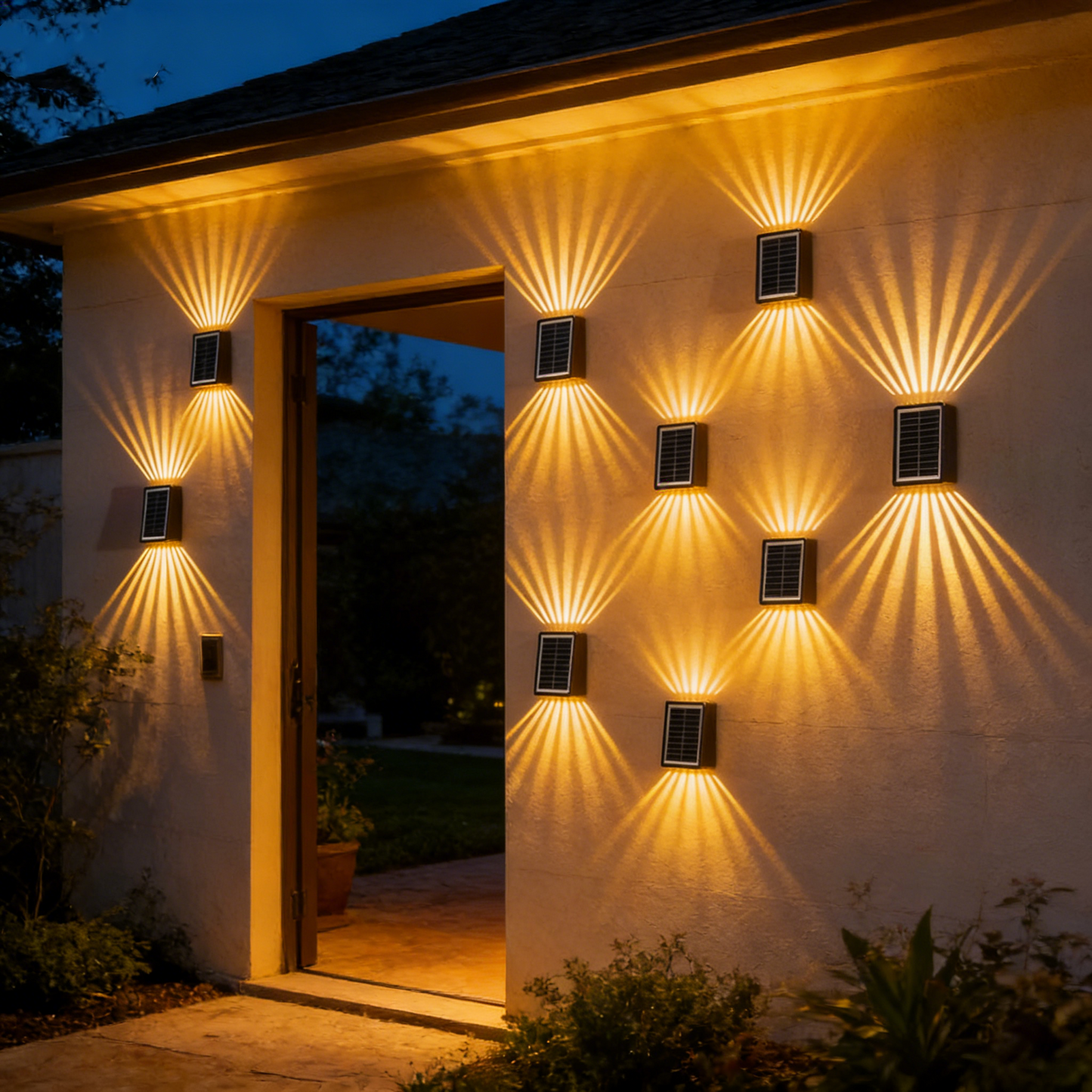 🔥【HOT】- 🎁50% OFF💡Solar Outdoor Dual Wall Lamp🏡
