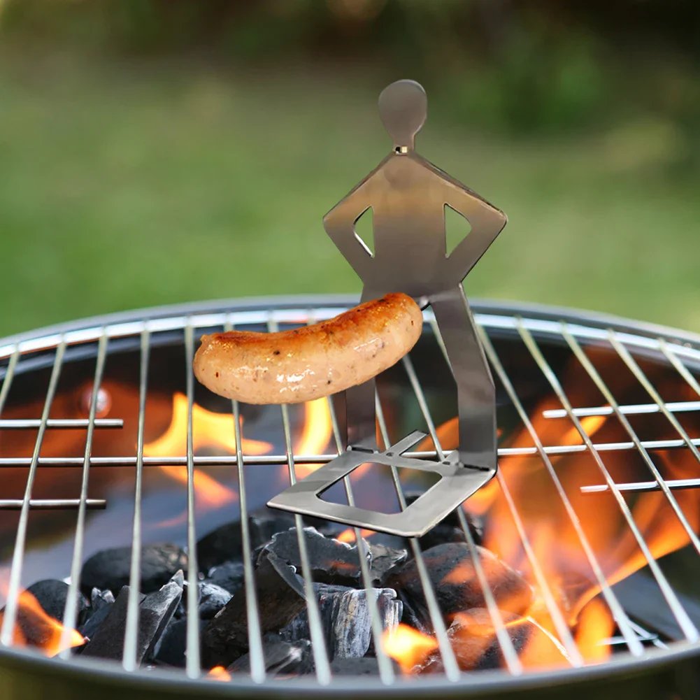 🍖🍖Outdoor prankster Stainless Steel BBQ Sausage Holder