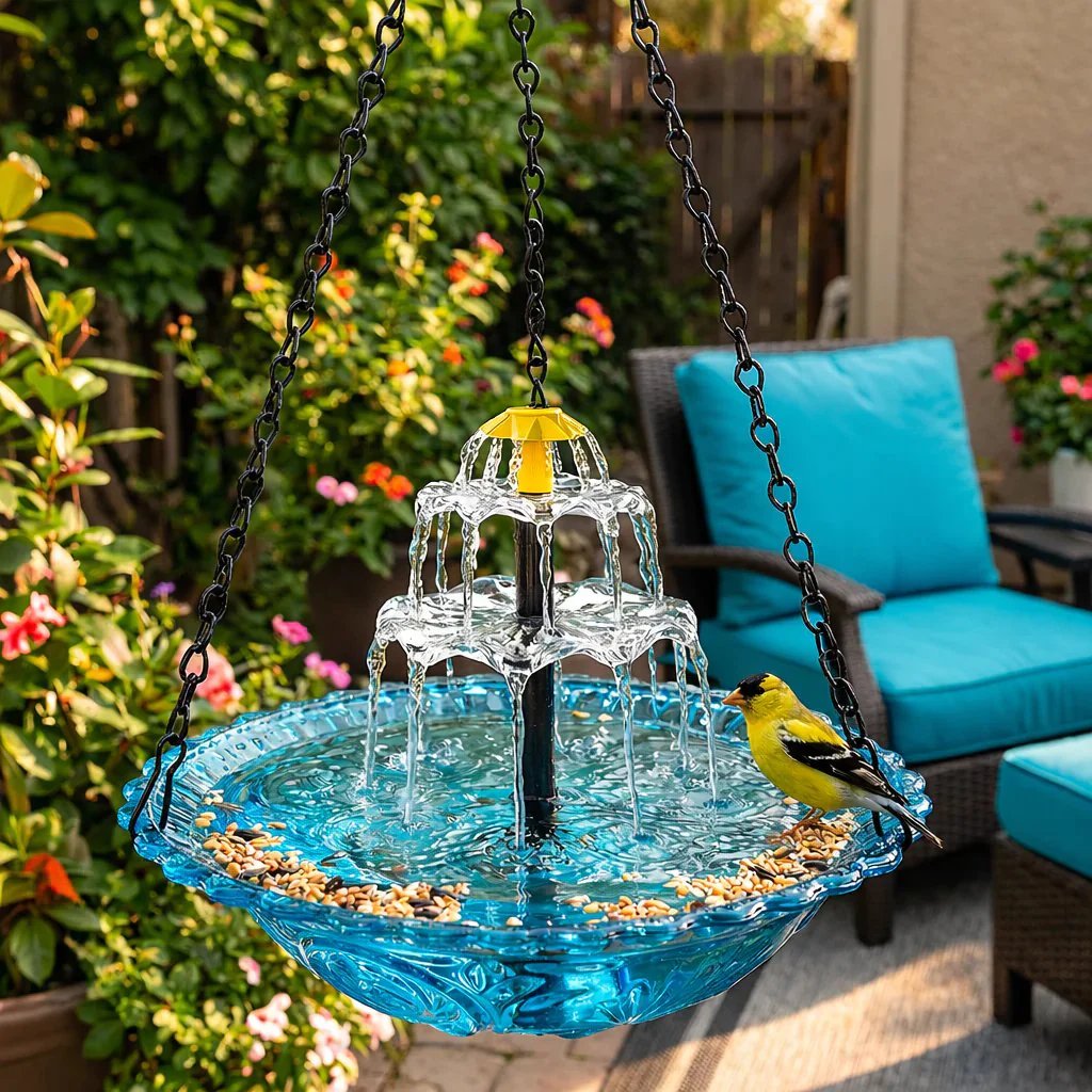 🔥🔥49% Off--Solar Cascade Hanging Bird Bath Fountain🎁
