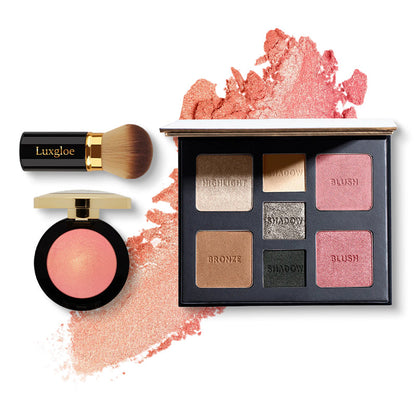 Flawless Finish Makeup Trio – Multi-Use Palette, Baked Blush & Pro Brush