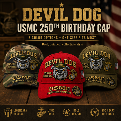 🔥 Father’s Day Sale - ❤️Devil Dog USMC 250th Birthday Commemorative Embroidered Cap 🇺🇸