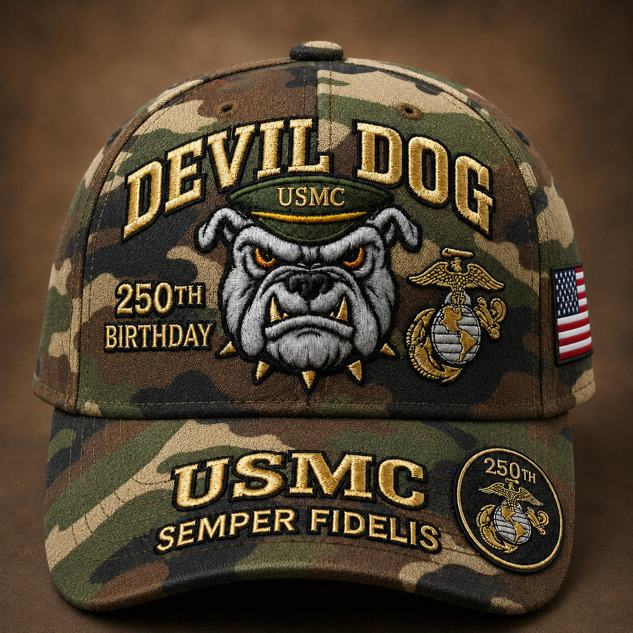 🔥 Father’s Day Sale - ❤️Devil Dog USMC 250th Birthday Commemorative Embroidered Cap 🇺🇸