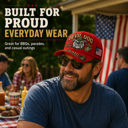 🔥 Father’s Day Sale - ❤️Devil Dog USMC 250th Birthday Commemorative Embroidered Cap 🇺🇸