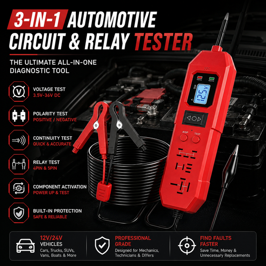 🔧 3-in-1 Automotive Power Circuit Probe & Relay Tester – 12V/24V Electrical Diagnostic Tool