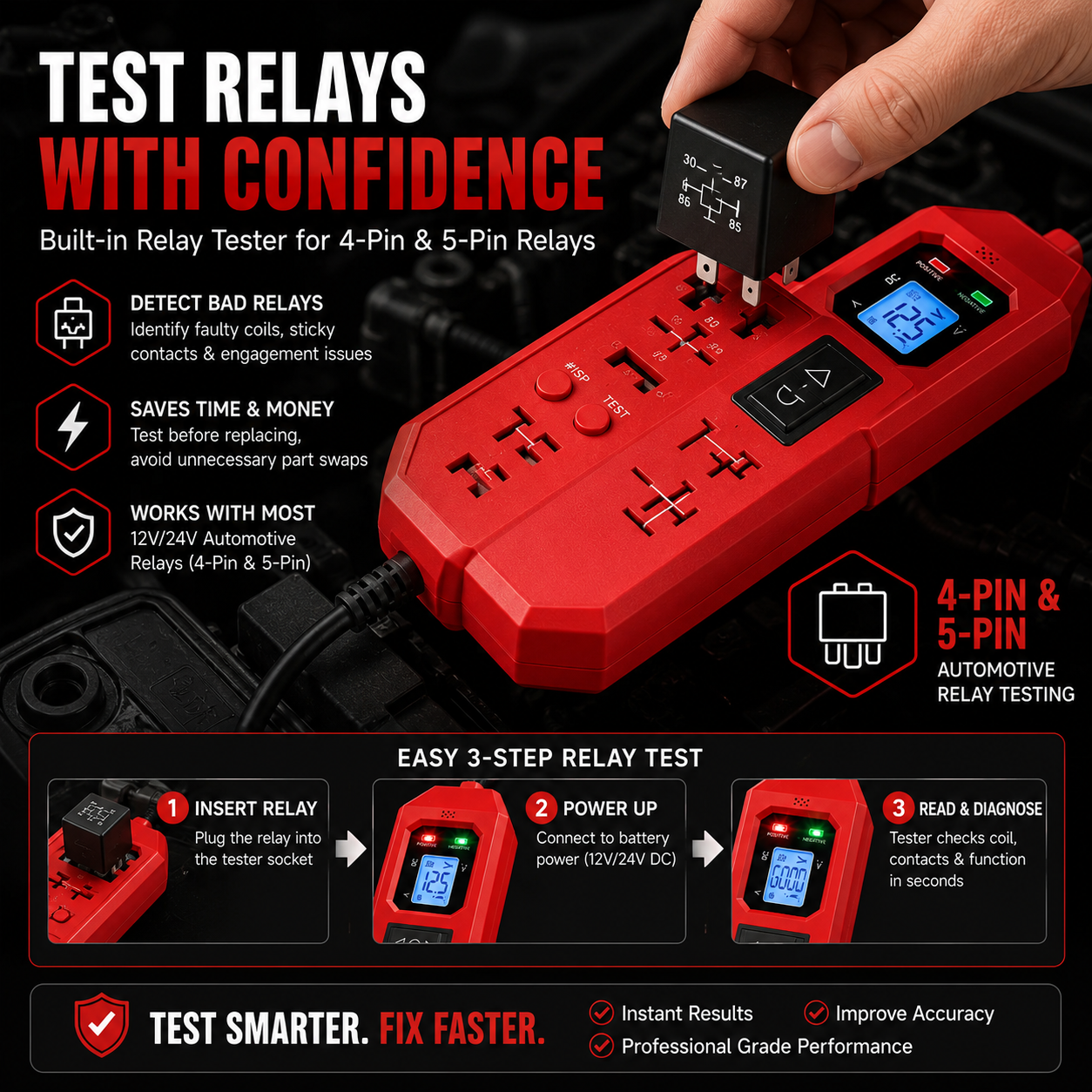 🔧 3-in-1 Automotive Power Circuit Probe & Relay Tester – 12V/24V Electrical Diagnostic Tool