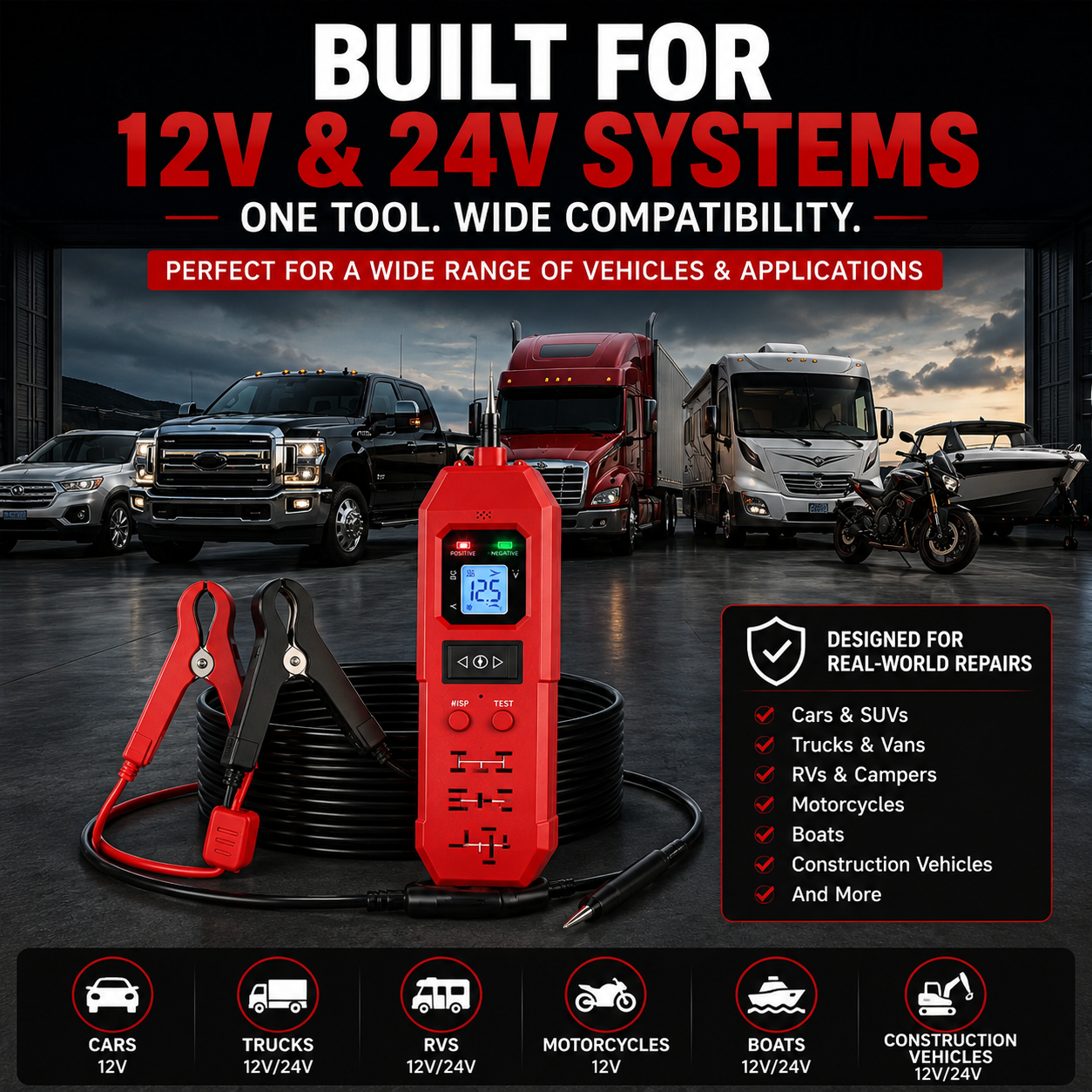🔧 3-in-1 Automotive Power Circuit Probe & Relay Tester – 12V/24V Electrical Diagnostic Tool