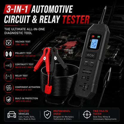 🔧 3-in-1 Automotive Power Circuit Probe & Relay Tester – 12V/24V Electrical Diagnostic Tool