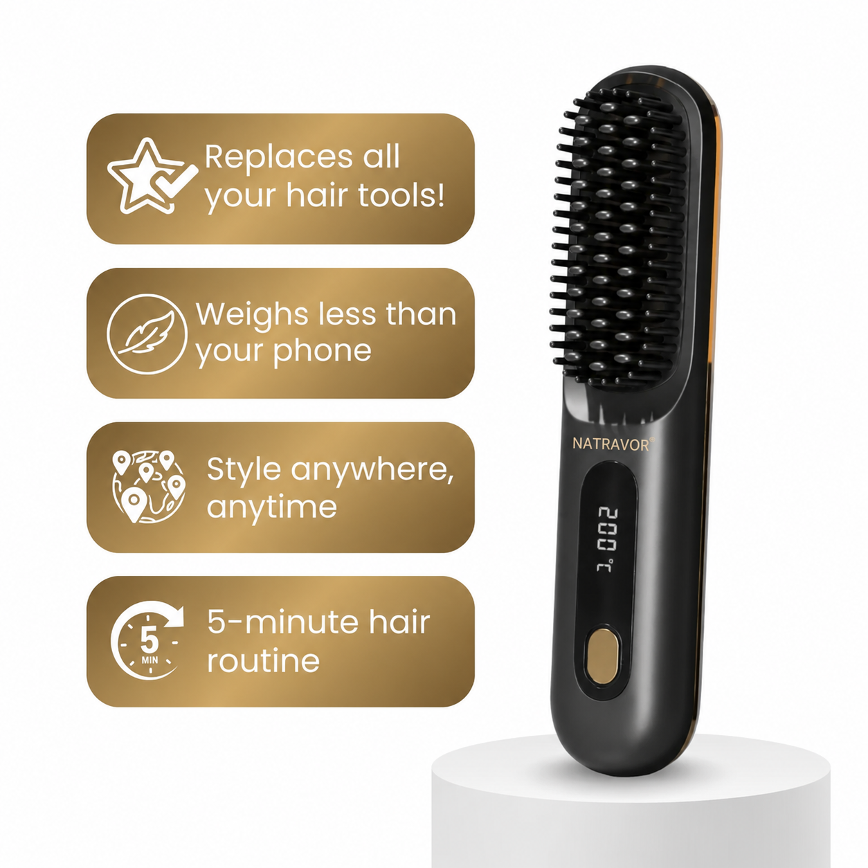 🏆 The Short Hair Specialist! The first smart styling comb designed specif  💖(Type-C charging design)