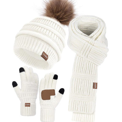 Winter Beanie Hat Scarf Touchscreen Gloves Set for Women Men, Warm Fleece Accessories Perfect 3 PCS Birthday Gift