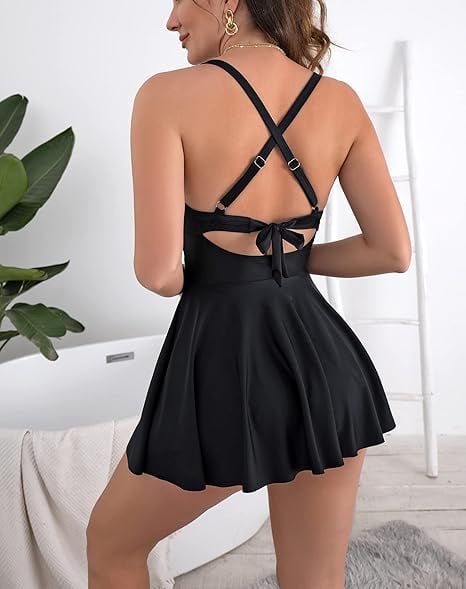 🔥Last Day 50% OFF🩱Women's Cutout One Piece Skirt Swimsuit