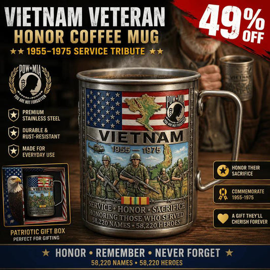 🔥LAST DAY 49% OFF 🎖️Vietnam Veteran Honor Coffee Mug – 1955-1975 Service Tribute