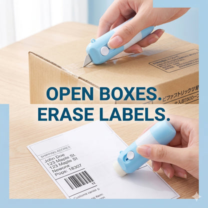 🔥2-in-1 Box Cutter & Thermal Paper Eraser