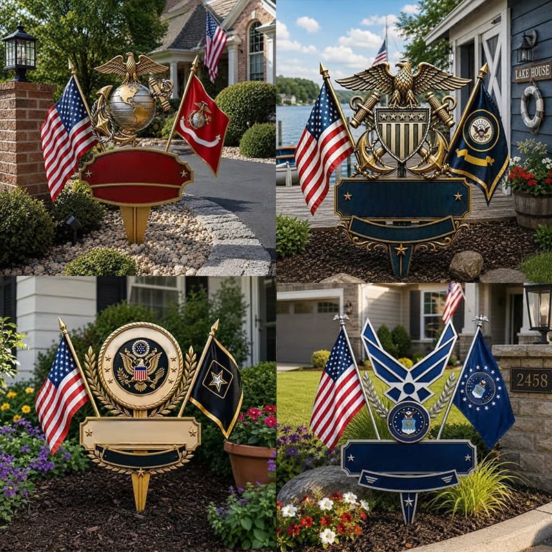 🎖️US Military Branch Tribute Garden Stake Collection