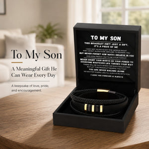 🔥LAST DAY 49% OFF - 🖤To My Son — Never Walk Alone Braided Bracelet Set