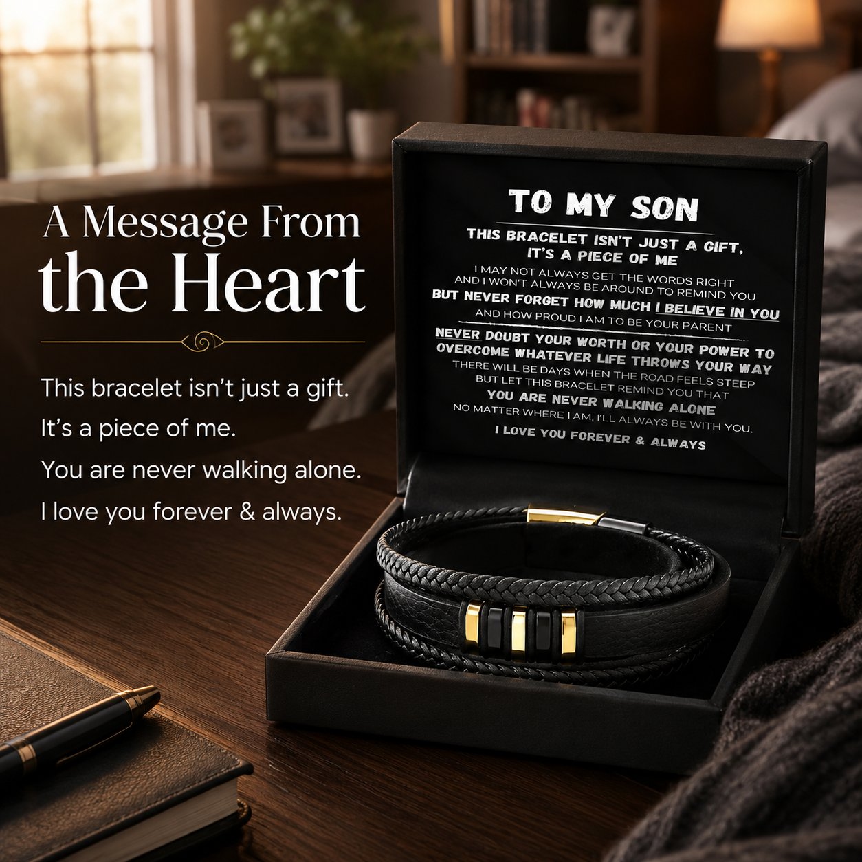 🔥LAST DAY 49% OFF - 🖤To My Son — Never Walk Alone Braided Bracelet Set