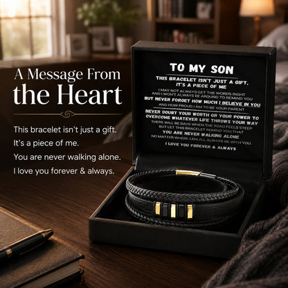 🔥LAST DAY 49% OFF - 🖤To My Son — Never Walk Alone Braided Bracelet Set