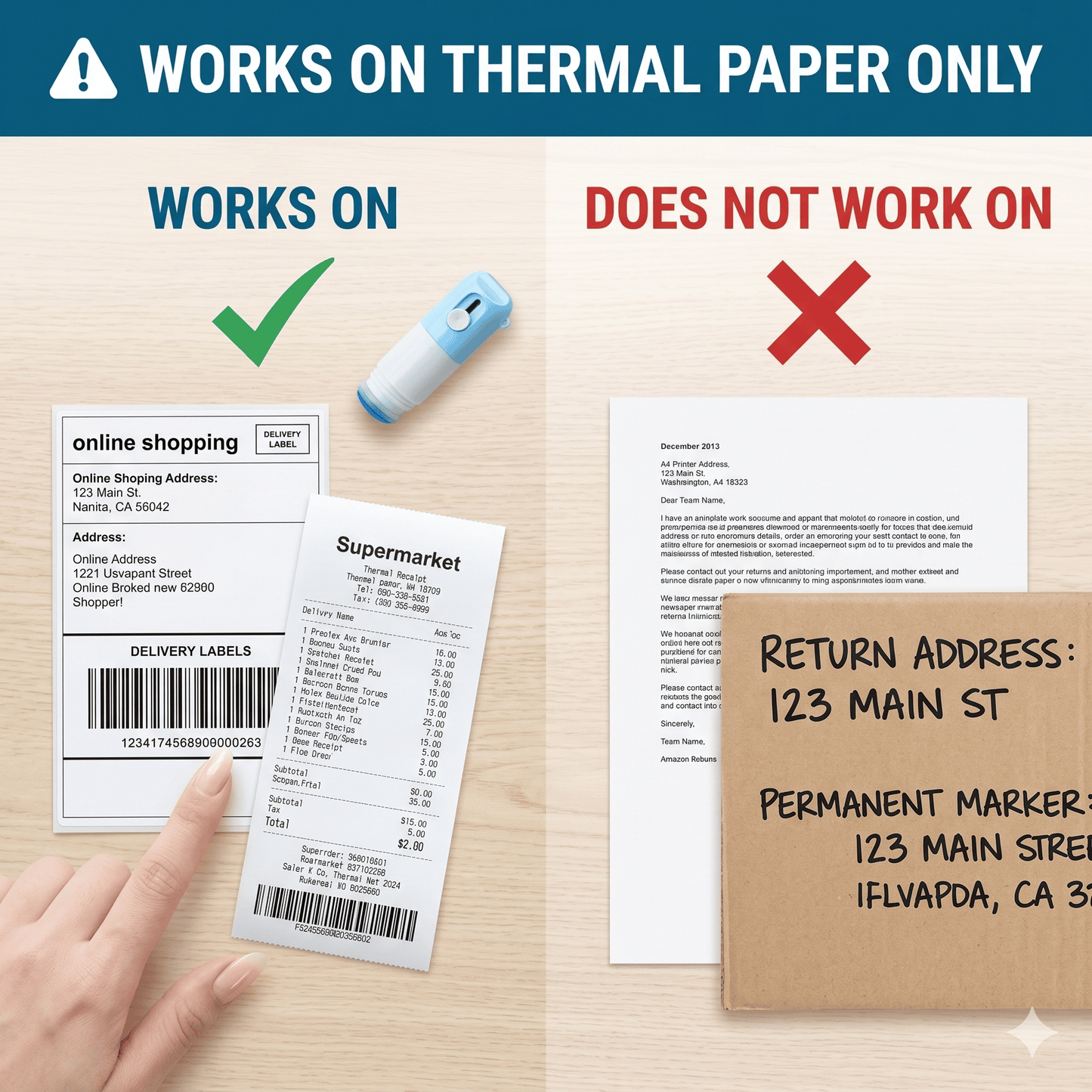 🔥2-in-1 Box Cutter & Thermal Paper Eraser