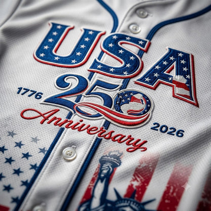 USA 250th Anniversary Baseball Jersey – Patriotic Statue of Liberty 1776-2026