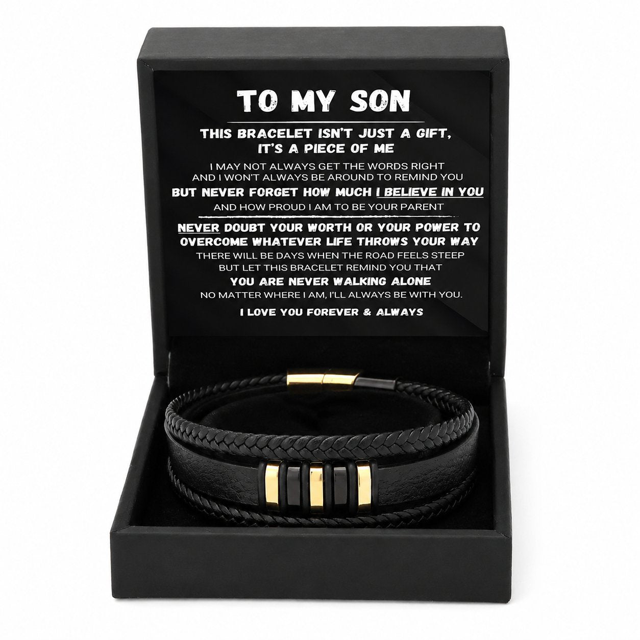 🔥LAST DAY 49% OFF - 🖤To My Son — Never Walk Alone Braided Bracelet Set