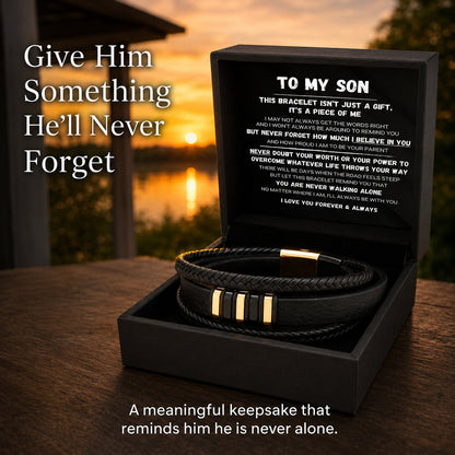 🔥LAST DAY 49% OFF - 🖤To My Son — Never Walk Alone Braided Bracelet Set